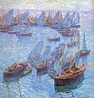 Fishing Canvas Paintings - Breton Fishing Boats